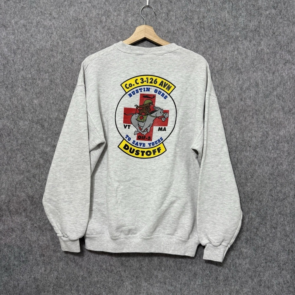 Vintage Lee Heavyweight Sweatshirt Military Dustoff Crewneck Gray‎ L USAF Army